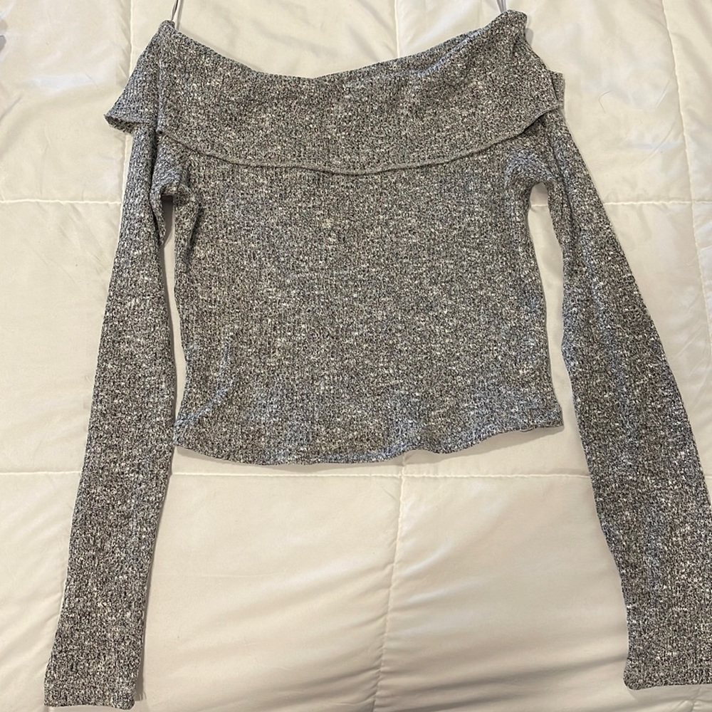 Cozy gray off the shoulder sweater
